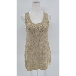 Moth Womens Knit Coastal Tank Top Size XS Open Weave Boho Resort Artisan Neutral